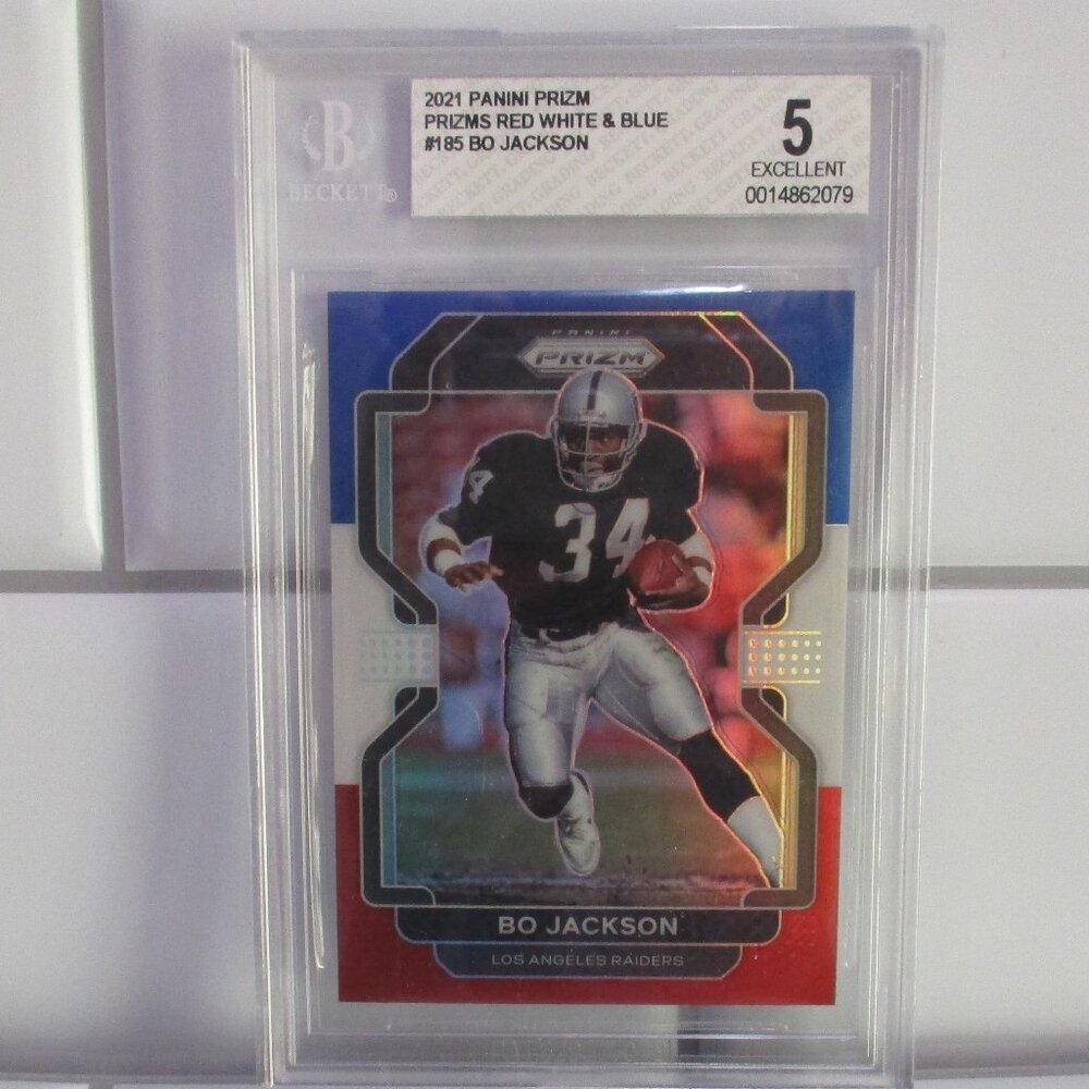 2021 PANINI PRIZM PRIZMS RED WHITE & BLUE #185 BO JACKSON EXCELLENT 5